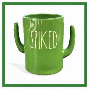 Rae Dunn Spiked Cactus Shaped Green Ceramic Mug Size 16oz